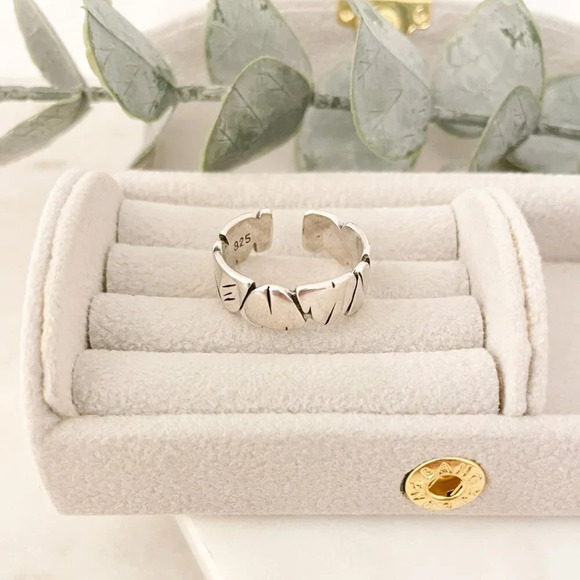 925 Sterling Silver Modern Ring Band Irregular Ring Abstract Modern Ring Band - Picture 4 of 9